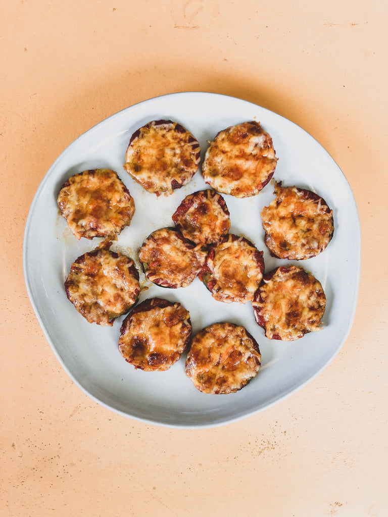 Easy Low Carb Snack- Zucchini Pizza Bites